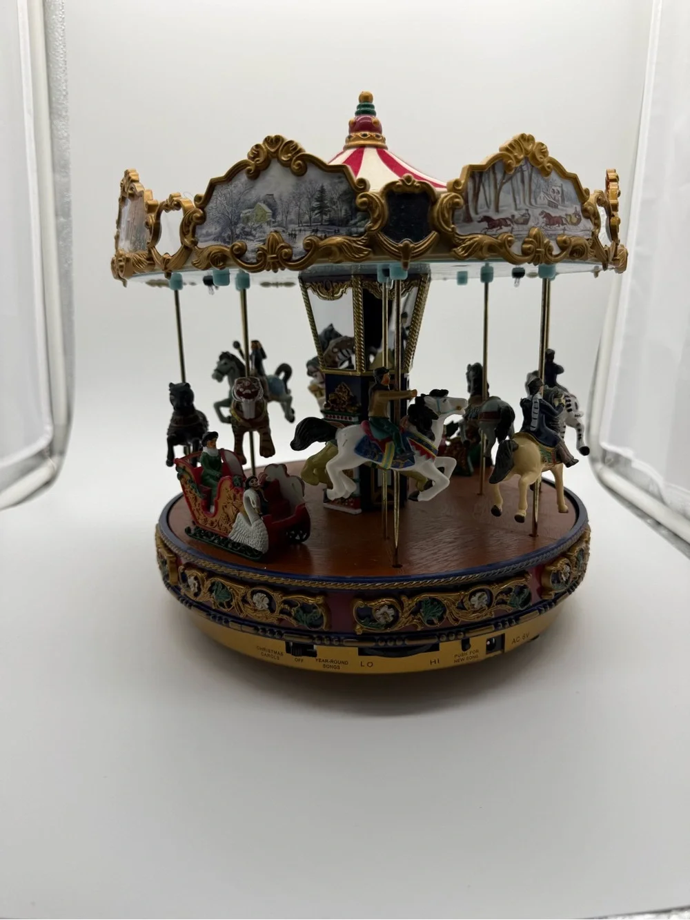 Vintage Mr Christmas Animated Carousel Music Box Holiday Decor Tested
